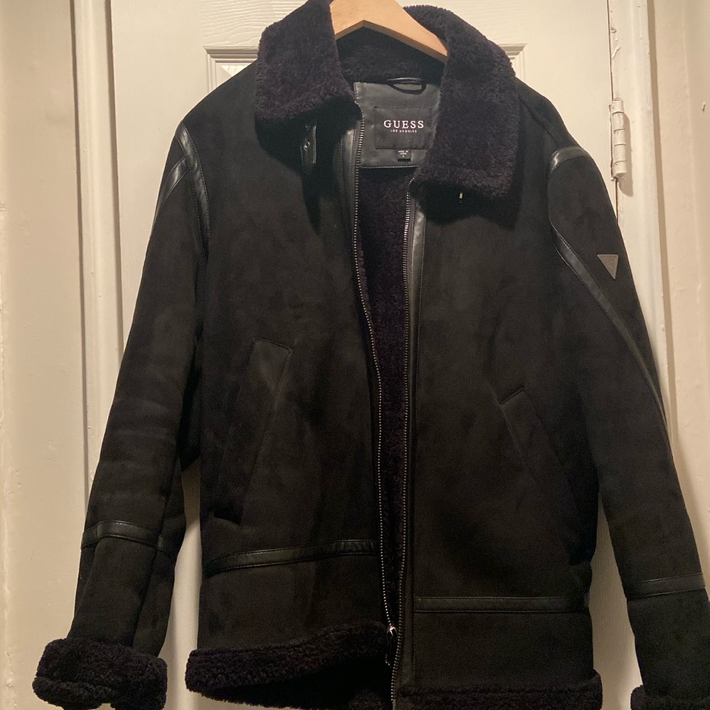 Black men’s Sherpa coat size Large
